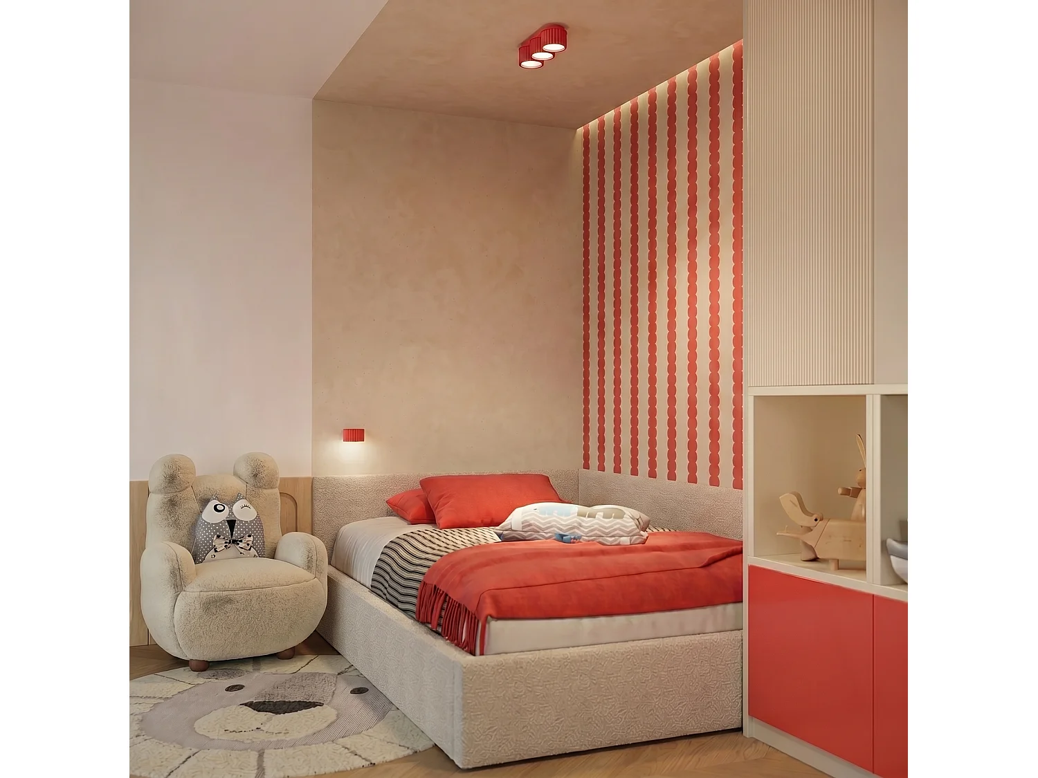 Applique minimaliste en aluminium - 1 sources lumineuses - L.10 x H.6 cm - rouge