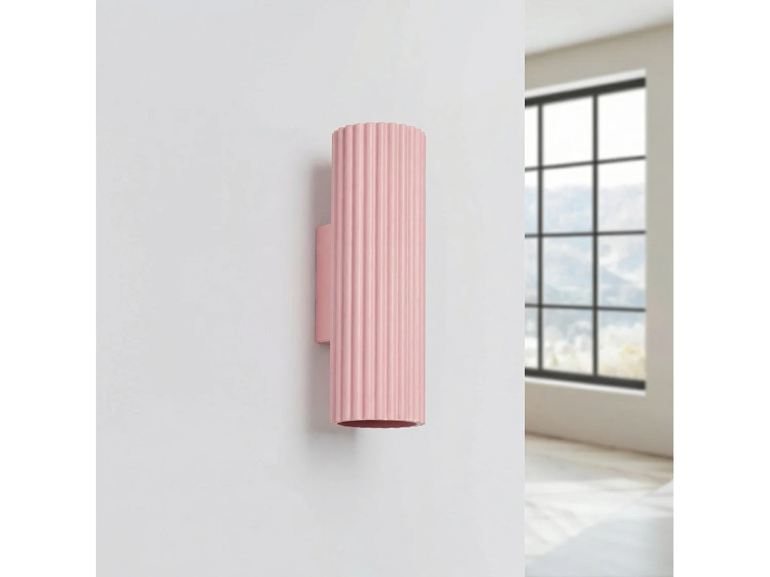Applique minimaliste en aluminium - 2 sources lumineuses - L.6,5 x H.20 cm - rose