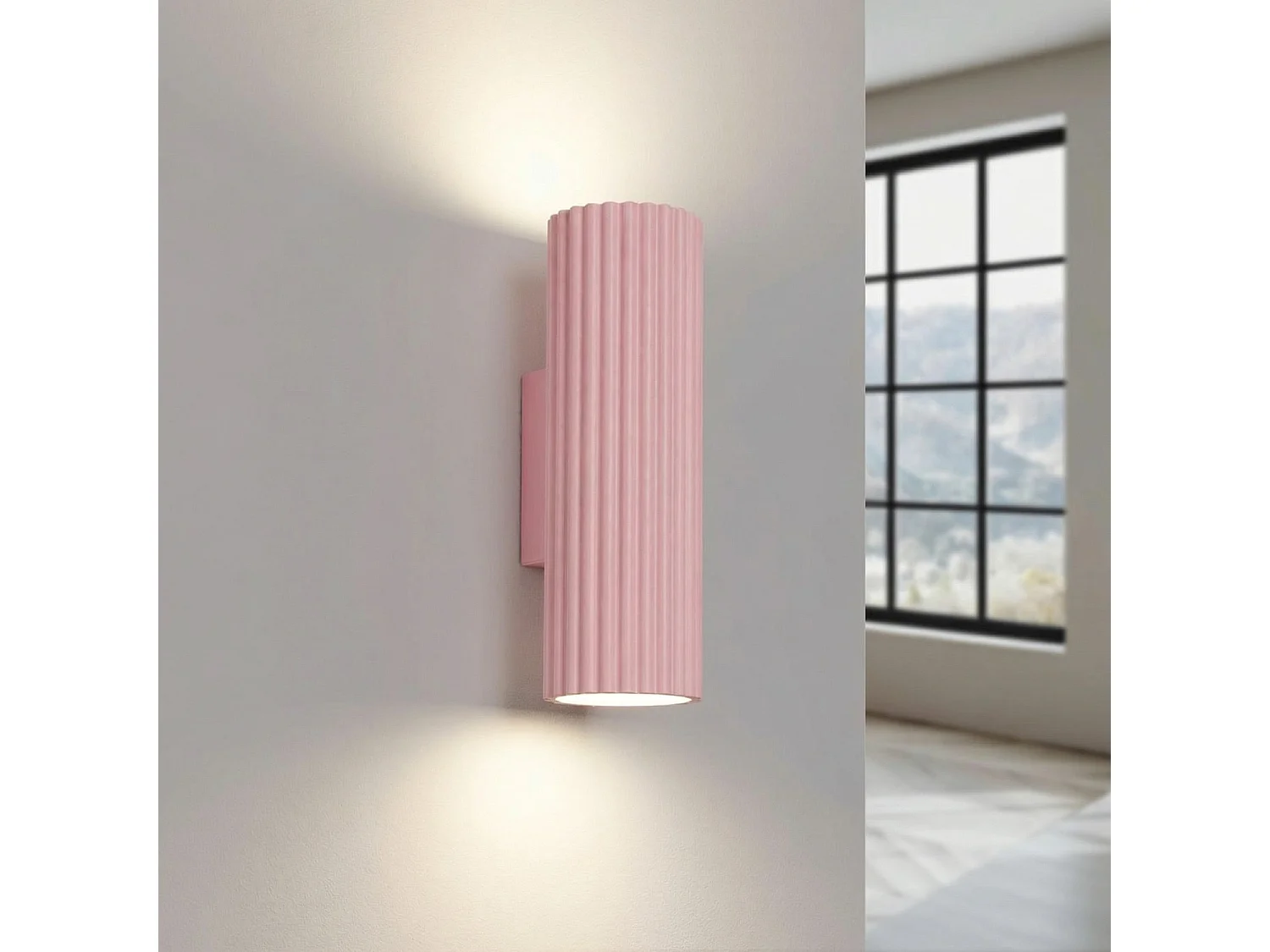 Applique minimaliste en aluminium - 2 sources lumineuses - L.6,5 x H.20 cm - rose