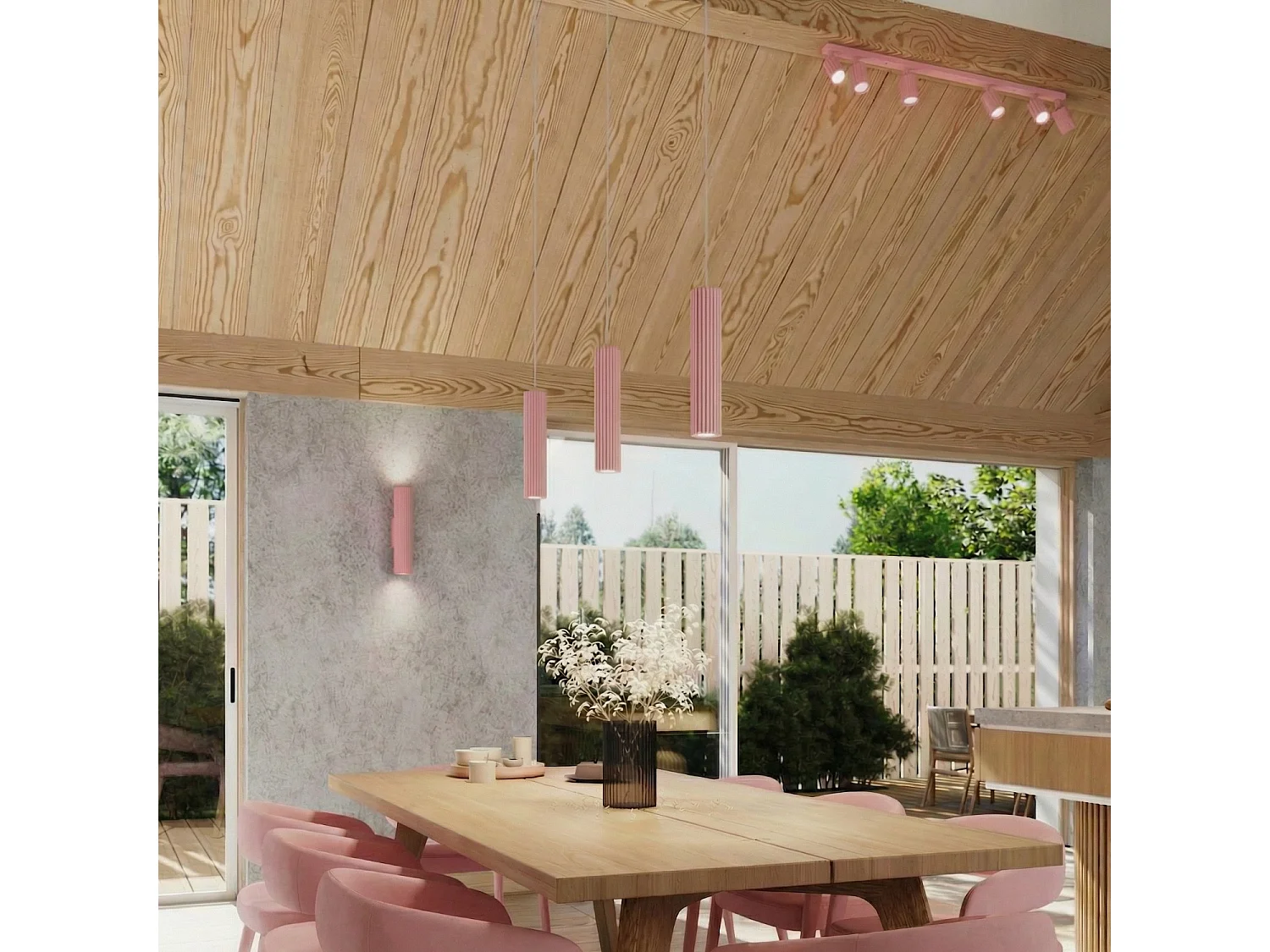 Applique minimaliste en aluminium - 2 sources lumineuses - L.6,5 x H.20 cm - rose