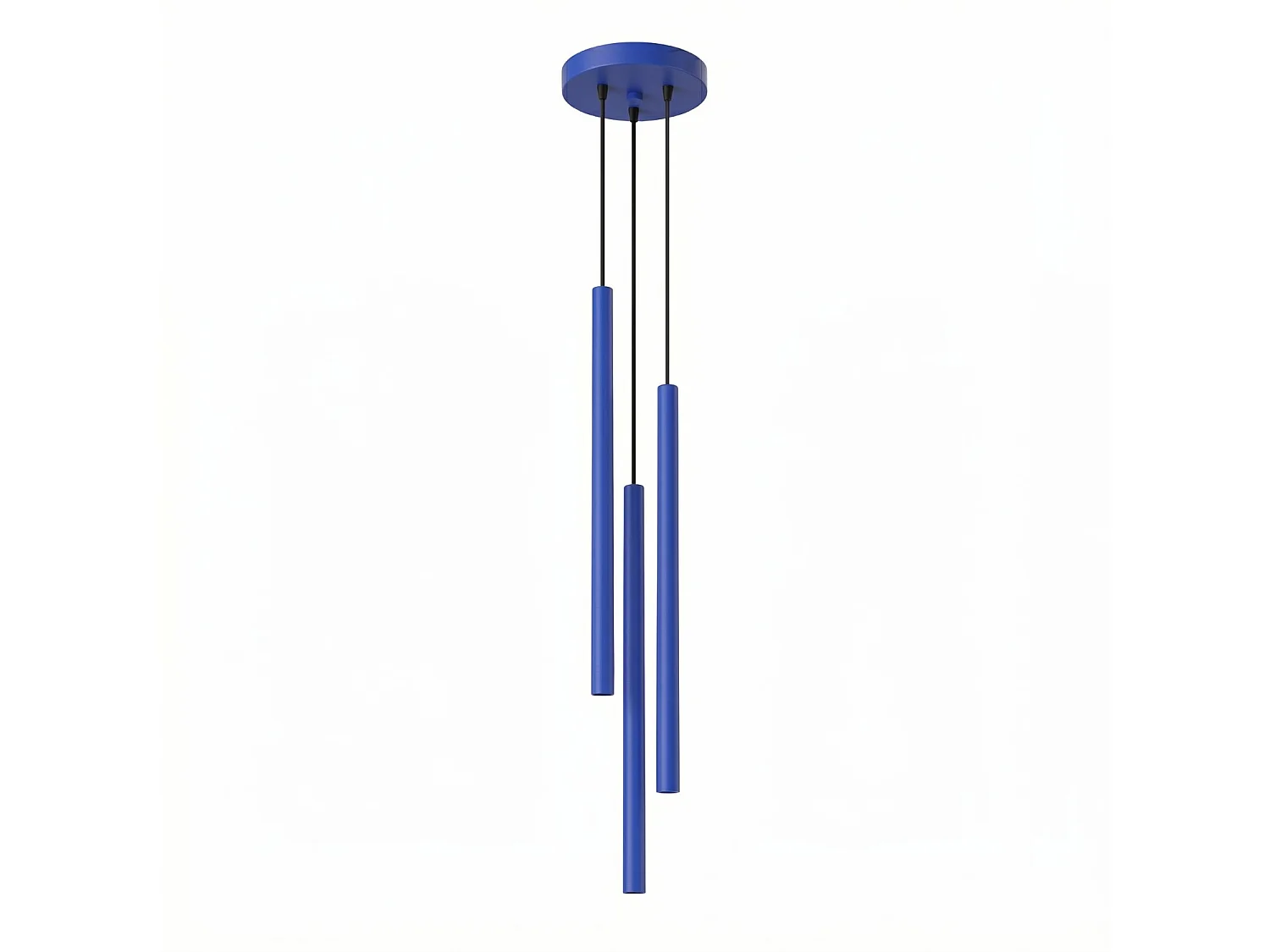 Lampe suspendue moderne en acier - 3 sources lumineuses - L.19,5 x H.115 cm - outremer