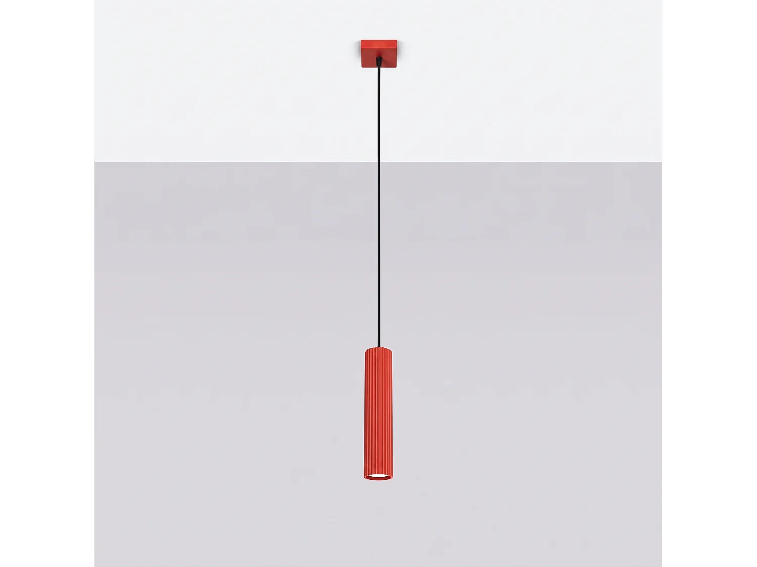 Lampe suspendue minimaliste en aluminium - 1 sources lumineuses - L.8 x H.118 cm - rouge