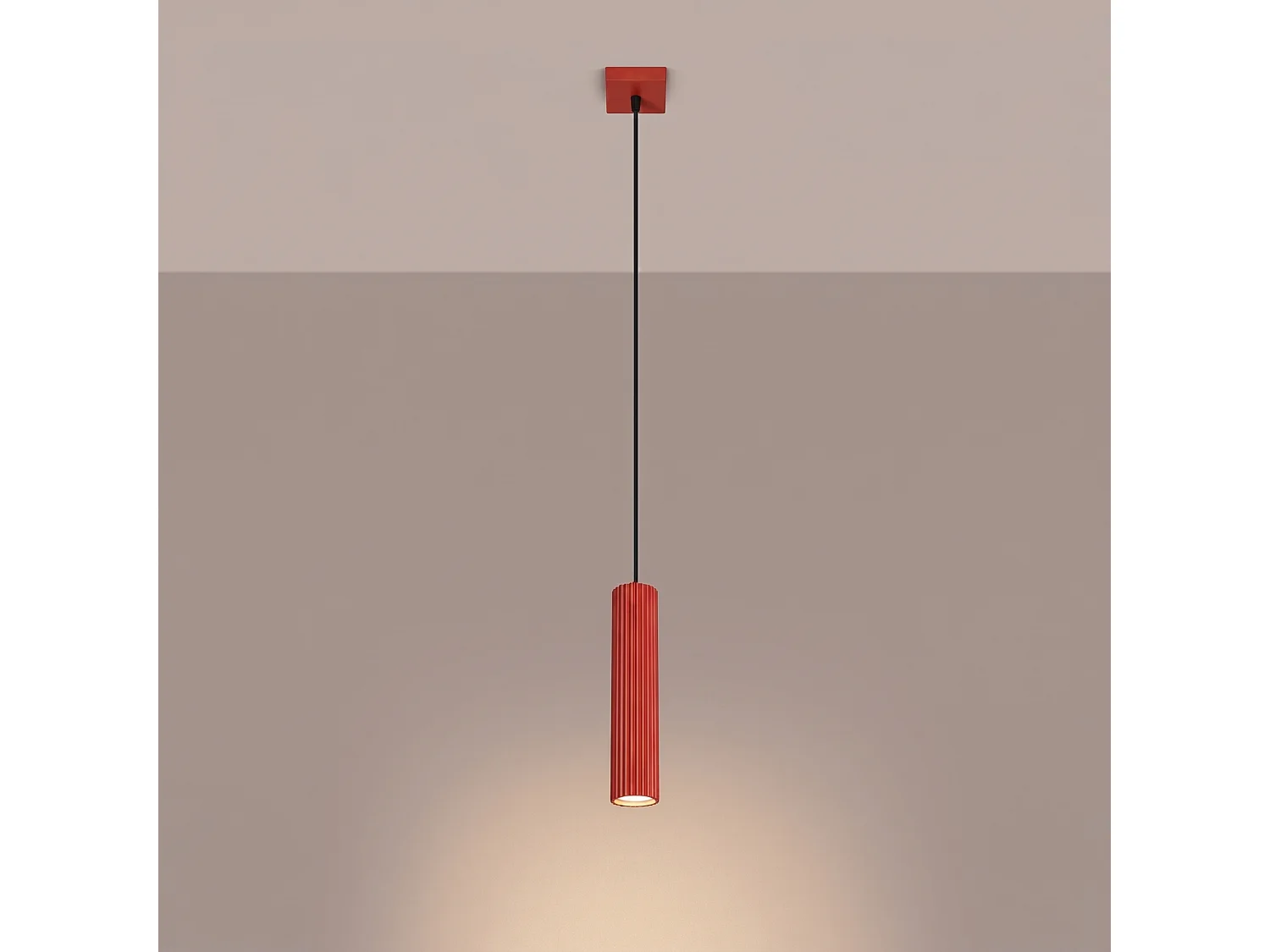 Lampe suspendue minimaliste en aluminium - 1 sources lumineuses - L.8 x H.118 cm - rouge