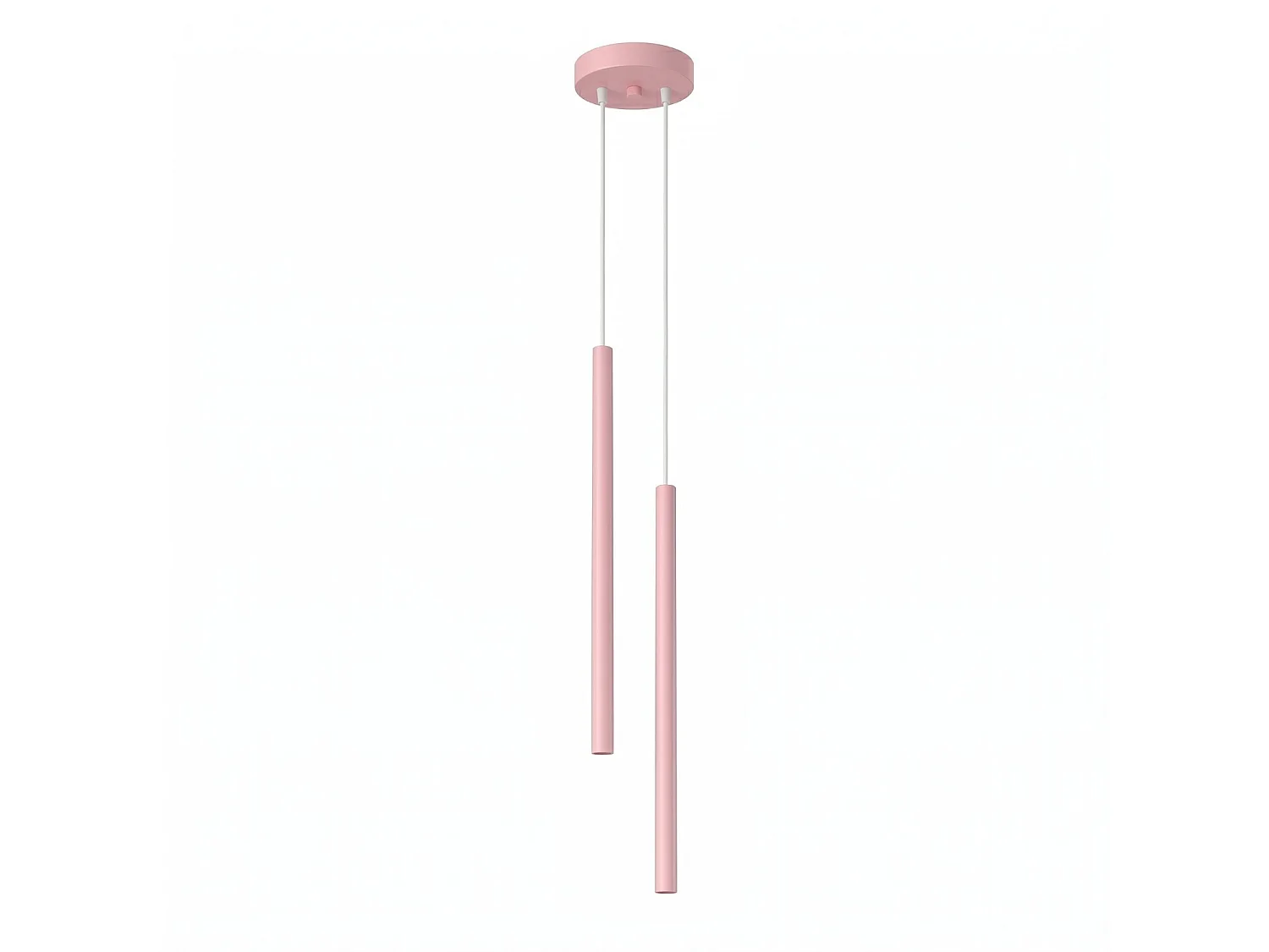 Lampe suspendue moderne en acier - 2 sources lumineuses - L.15 x H.118 cm - rose