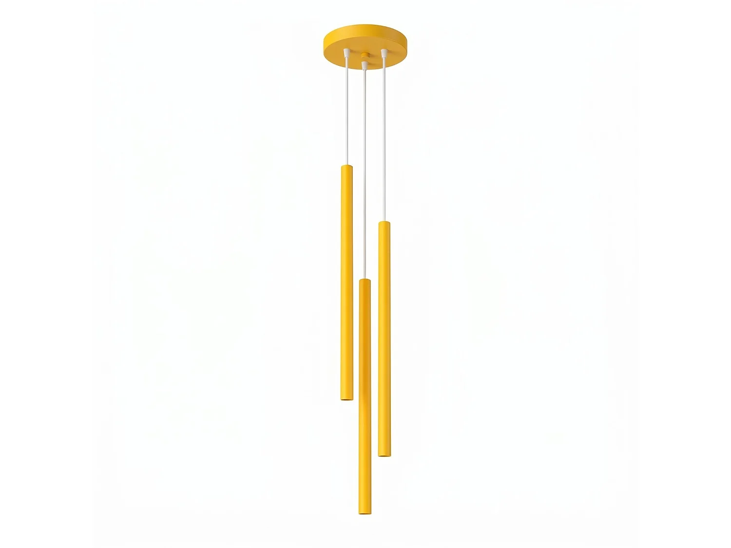 Lampe suspendue moderne en acier - 3 sources lumineuses - L.19,5 x H.115 cm - jaune