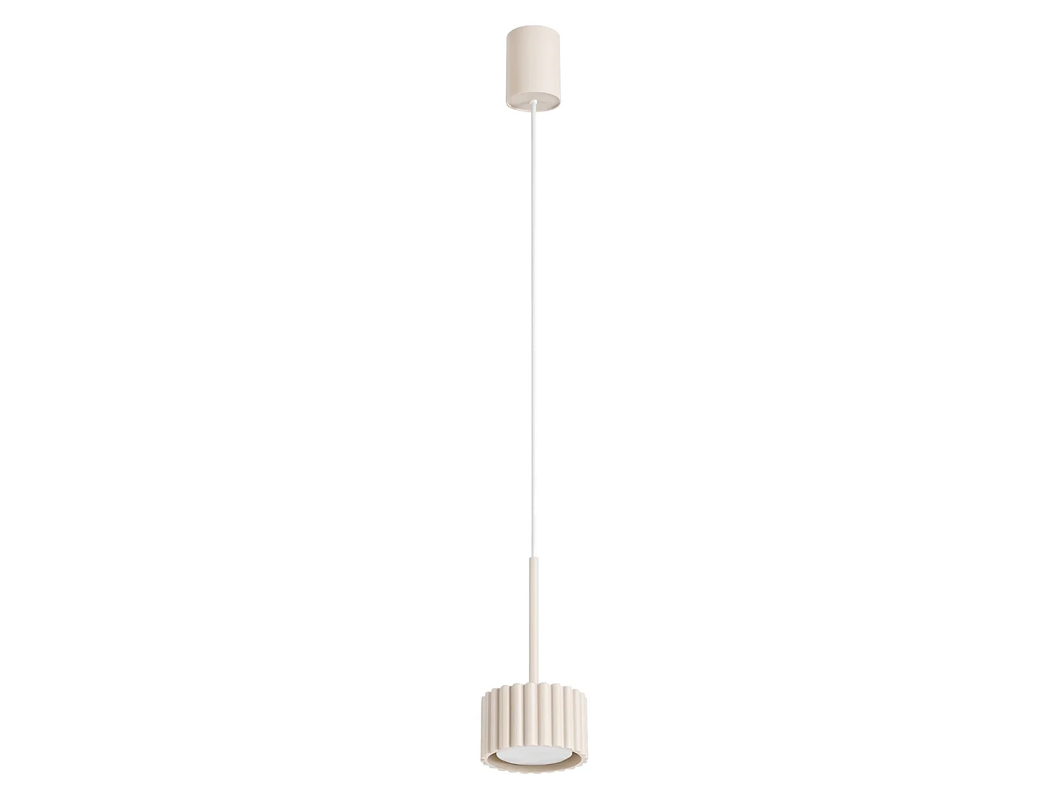 Lampe suspendue minimaliste en aluminium - 1 sources lumineuses - L.10 x H.125 cm - beige
