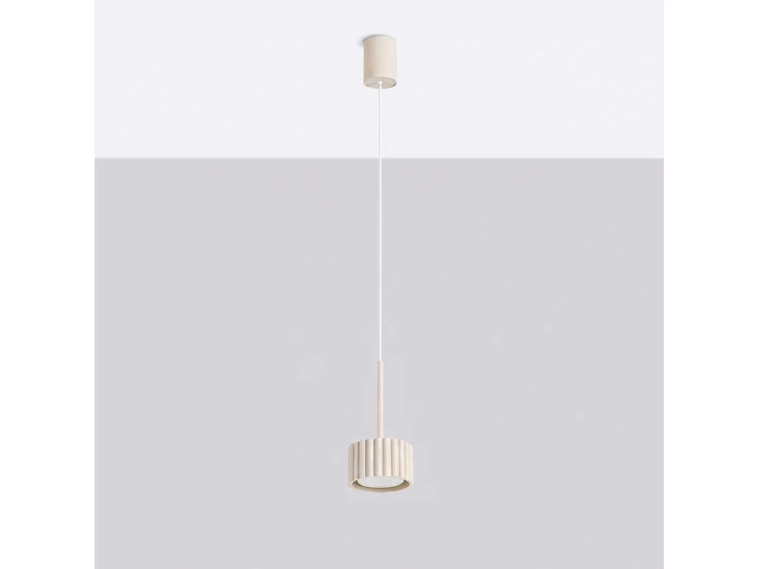 Lampe suspendue minimaliste en aluminium - 1 sources lumineuses - L.10 x H.125 cm - beige