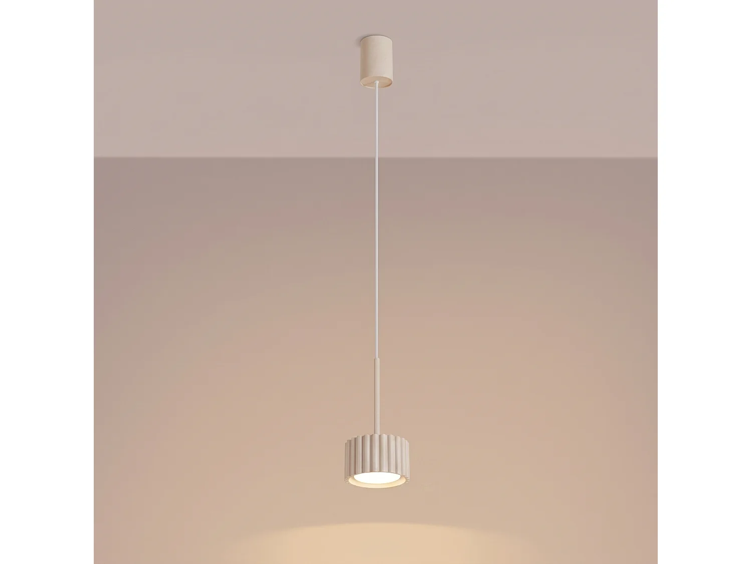 Lampe suspendue minimaliste en aluminium - 1 sources lumineuses - L.10 x H.125 cm - beige