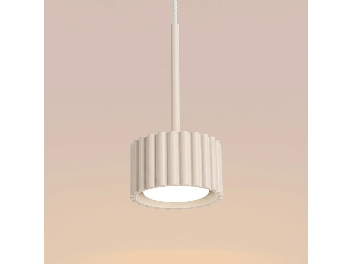 Lampe suspendue minimaliste en aluminium - 1 sources lumineuses - L.10 x H.125 cm - beige