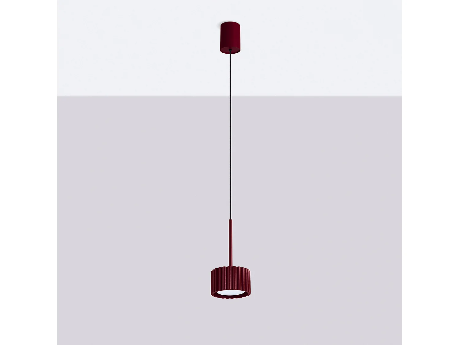 Lampe suspendue minimaliste en aluminium - 1 sources lumineuses - L.10 x H.125 cm - bordeaux