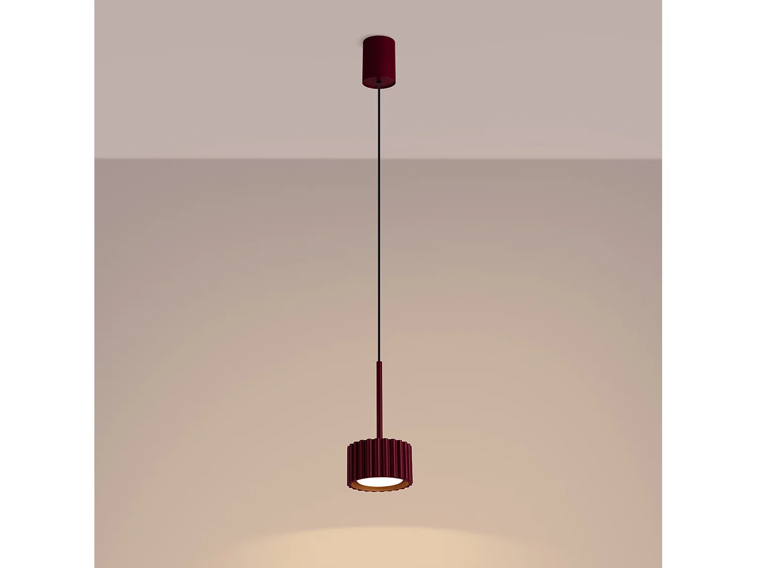 Lampe suspendue minimaliste en aluminium - 1 sources lumineuses - L.10 x H.125 cm - bordeaux