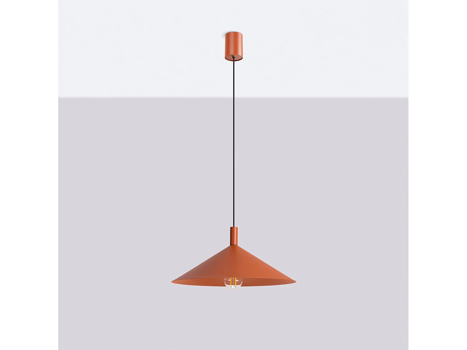 Lampes suspendues NOX moderne en acier - 1 sources lumineuses - L.40 x H.135 cm - ocre rouge