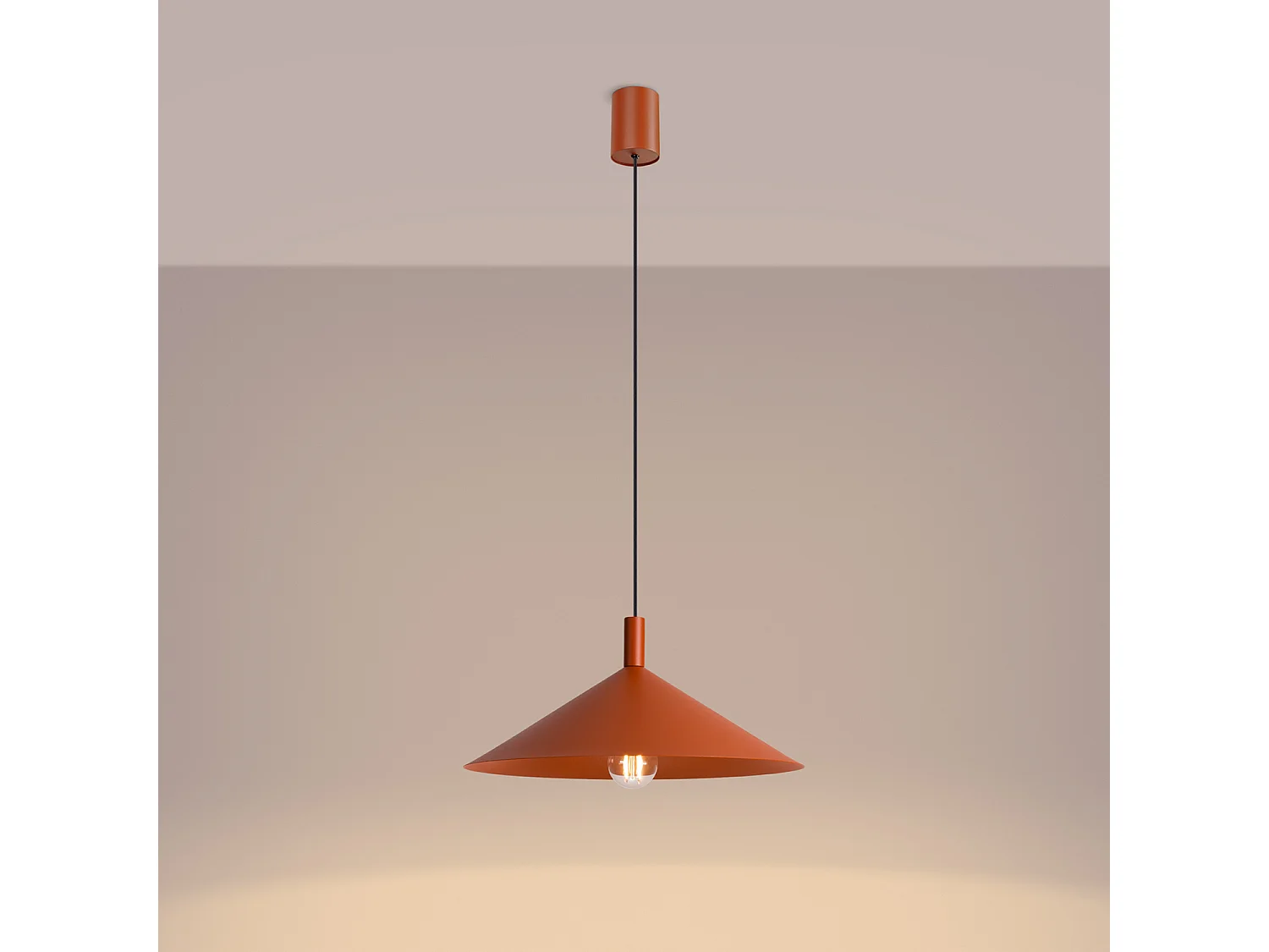 Lampes suspendues NOX moderne en acier - 1 sources lumineuses - L.40 x H.135 cm - ocre rouge