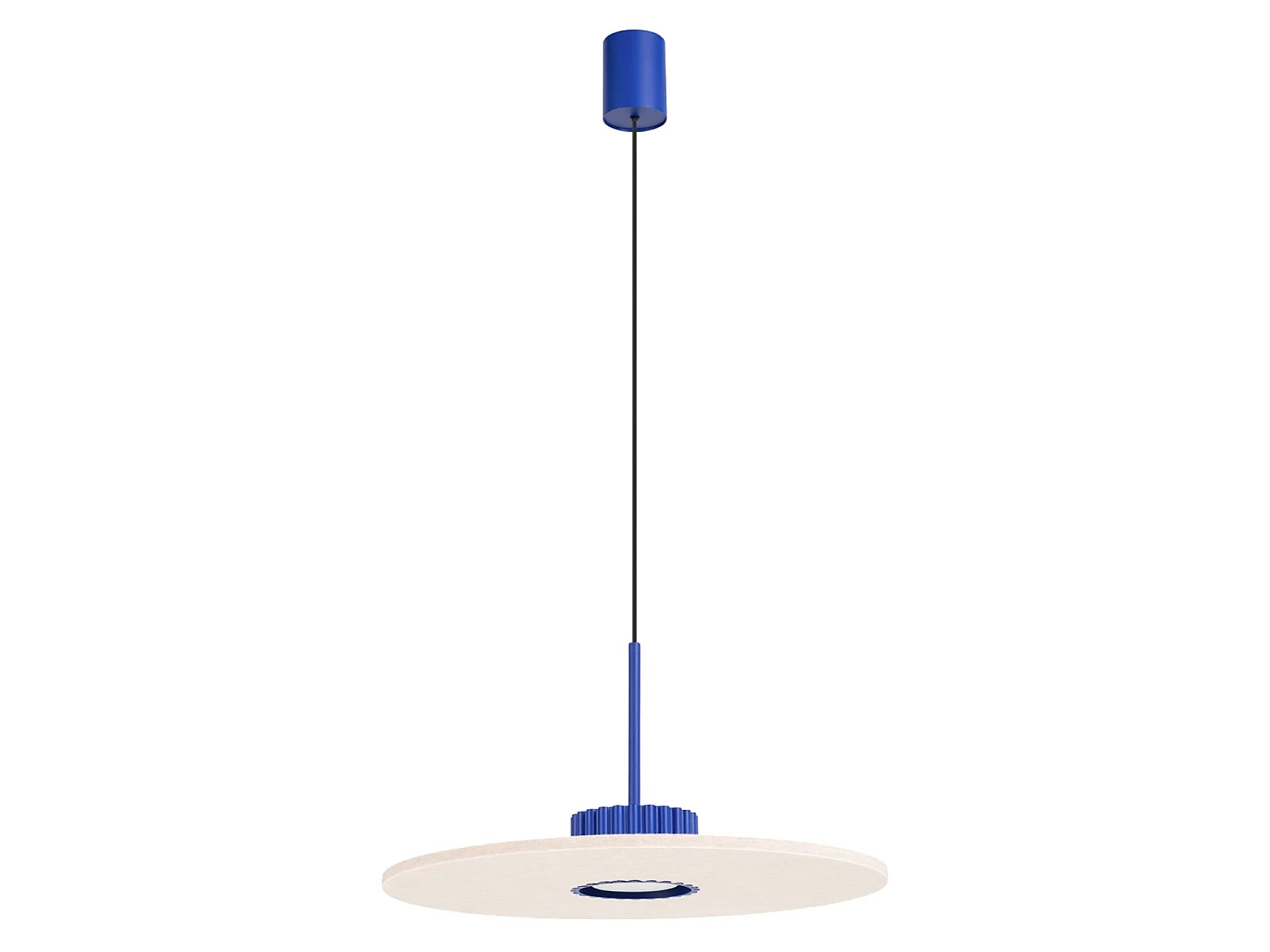 Hanglampen OVO minimalistisch van  - 1 lichtbronnen - L.40 x H.125 cm - ultramarijn/beige