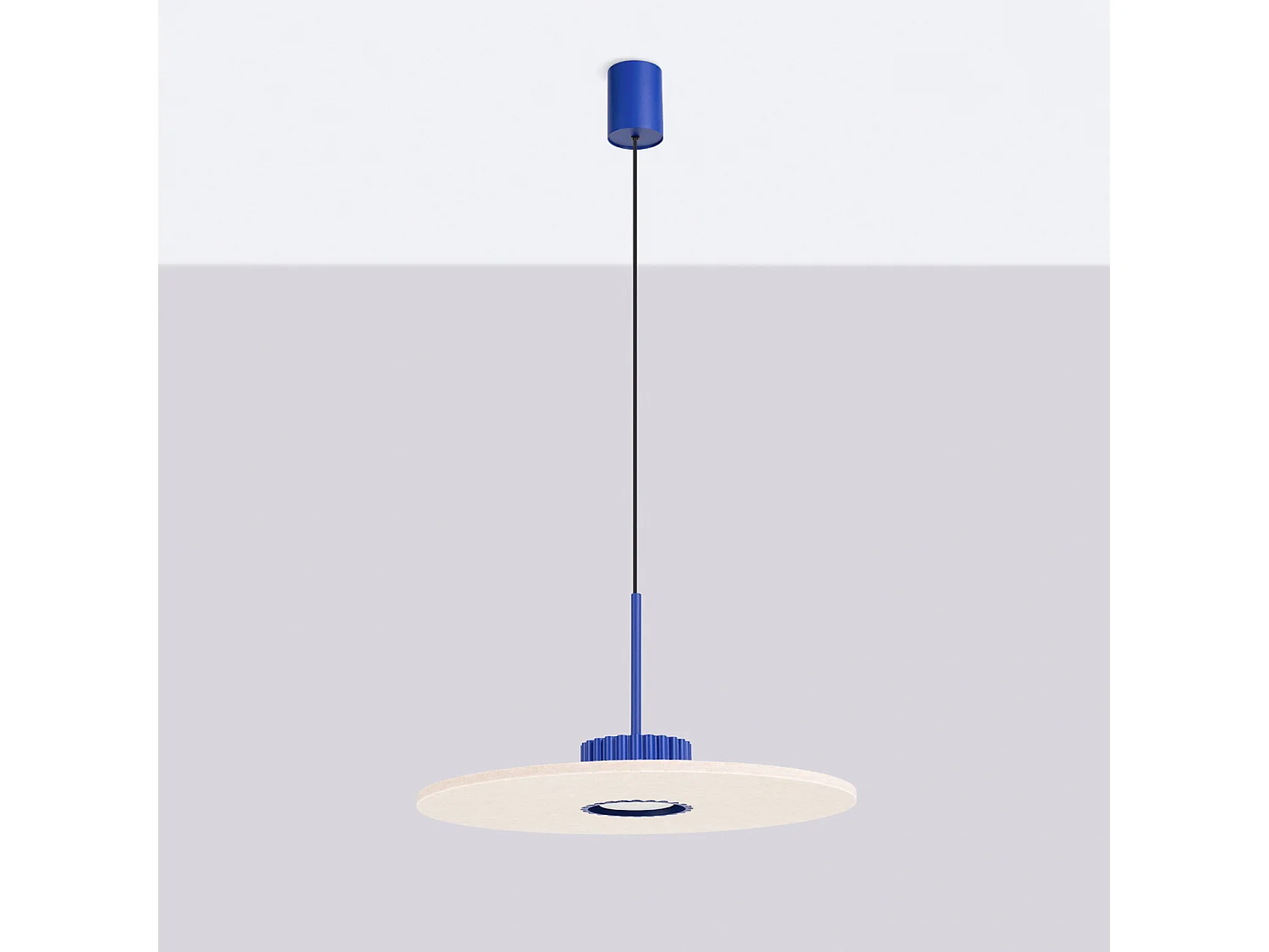 Hanglampen OVO minimalistisch van  - 1 lichtbronnen - L.40 x H.125 cm - ultramarijn/beige