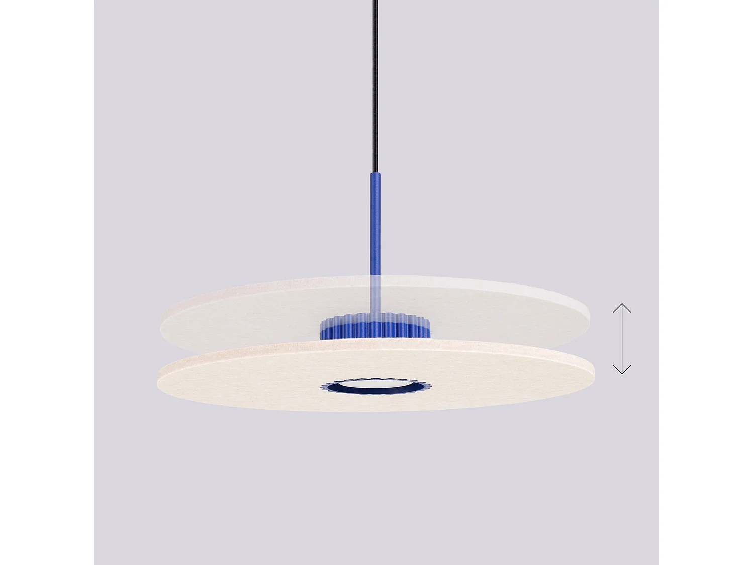 Hanglampen OVO minimalistisch van  - 1 lichtbronnen - L.40 x H.125 cm - ultramarijn/beige
