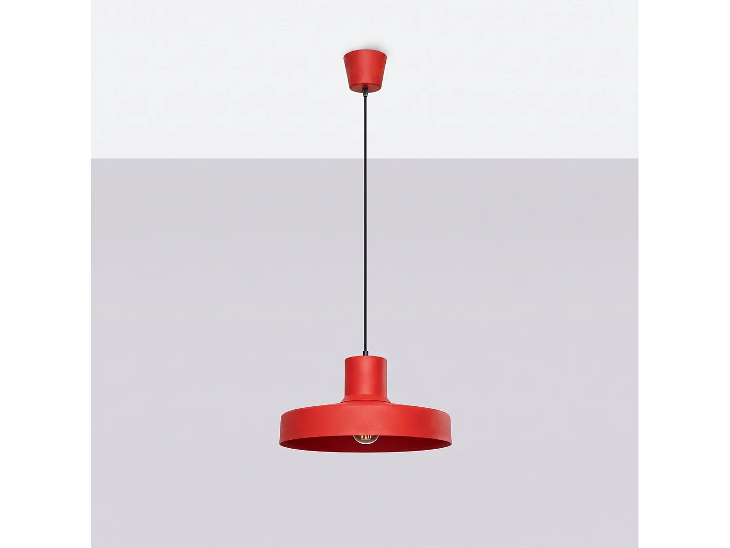Lampe suspendue moderne en acier - 1 sources lumineuses - L.35 x H.120 cm - rouge