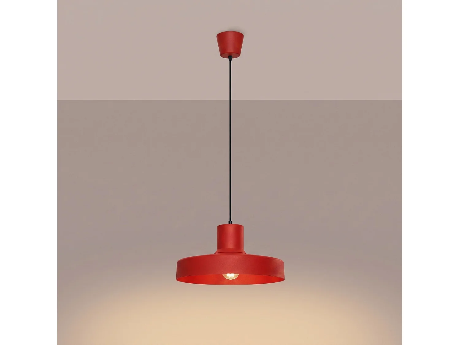 Lampe suspendue moderne en acier - 1 sources lumineuses - L.35 x H.120 cm - rouge
