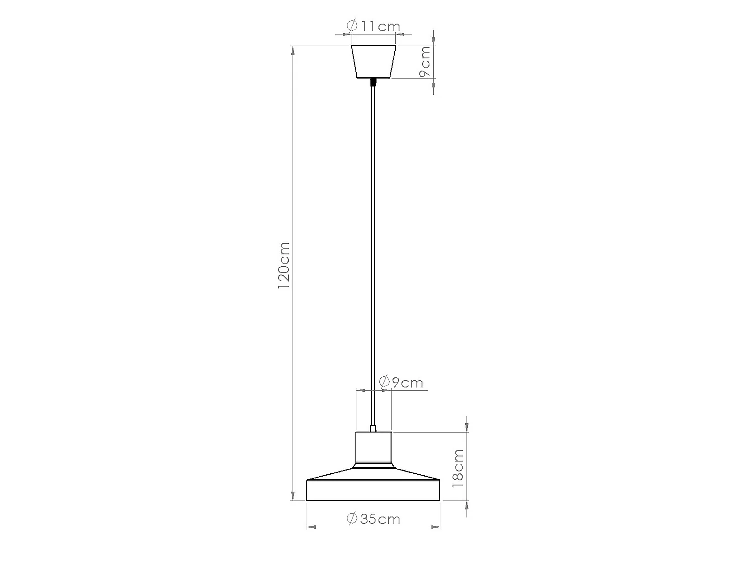 Lampe suspendue moderne en acier - 1 sources lumineuses - L.35 x H.120 cm - rouge