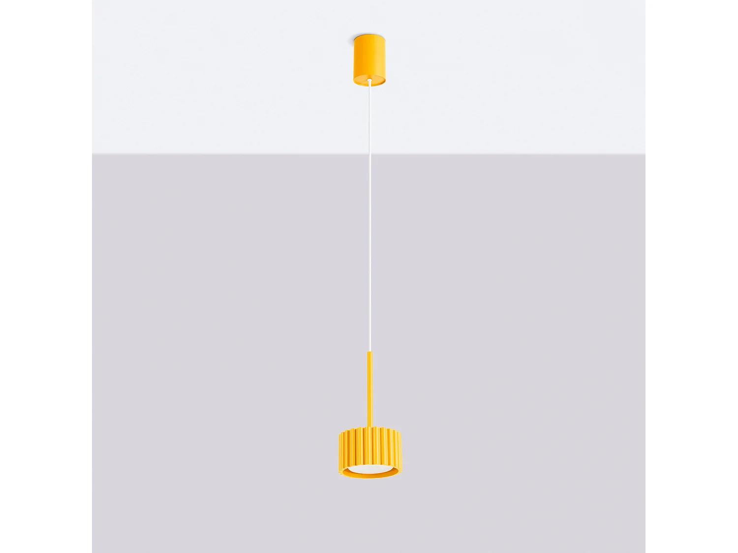 Lampe suspendue minimaliste en aluminium - 1 sources lumineuses - L.10 x H.125 cm - jaune