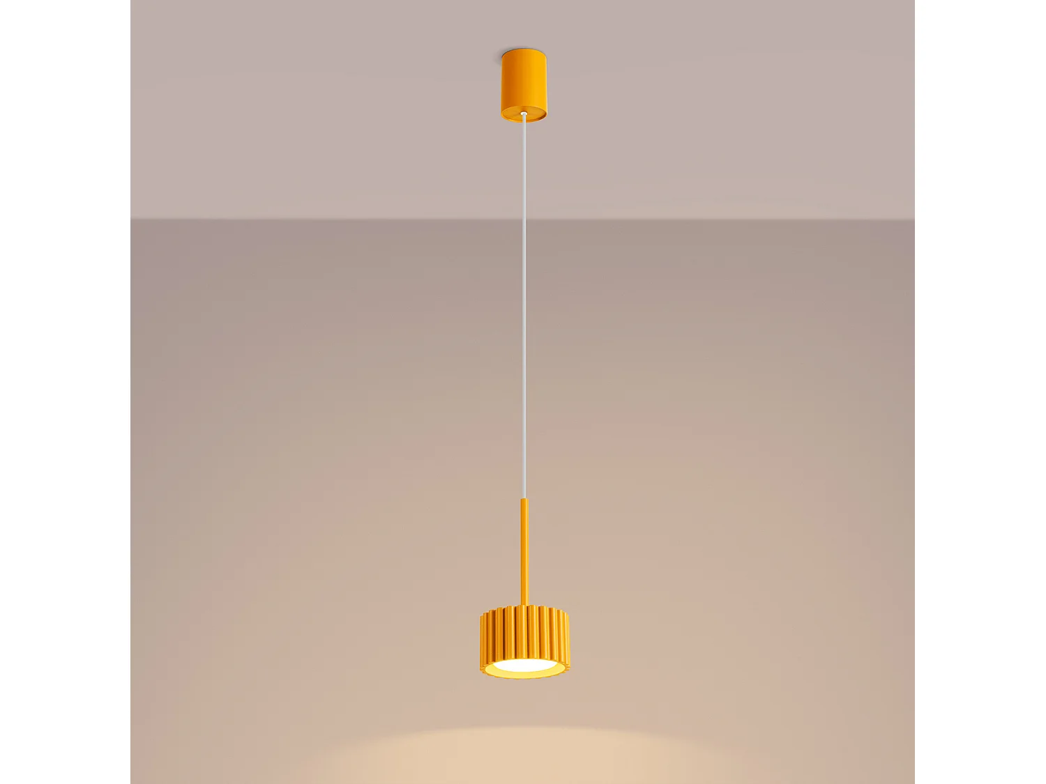 Lampe suspendue minimaliste en aluminium - 1 sources lumineuses - L.10 x H.125 cm - jaune