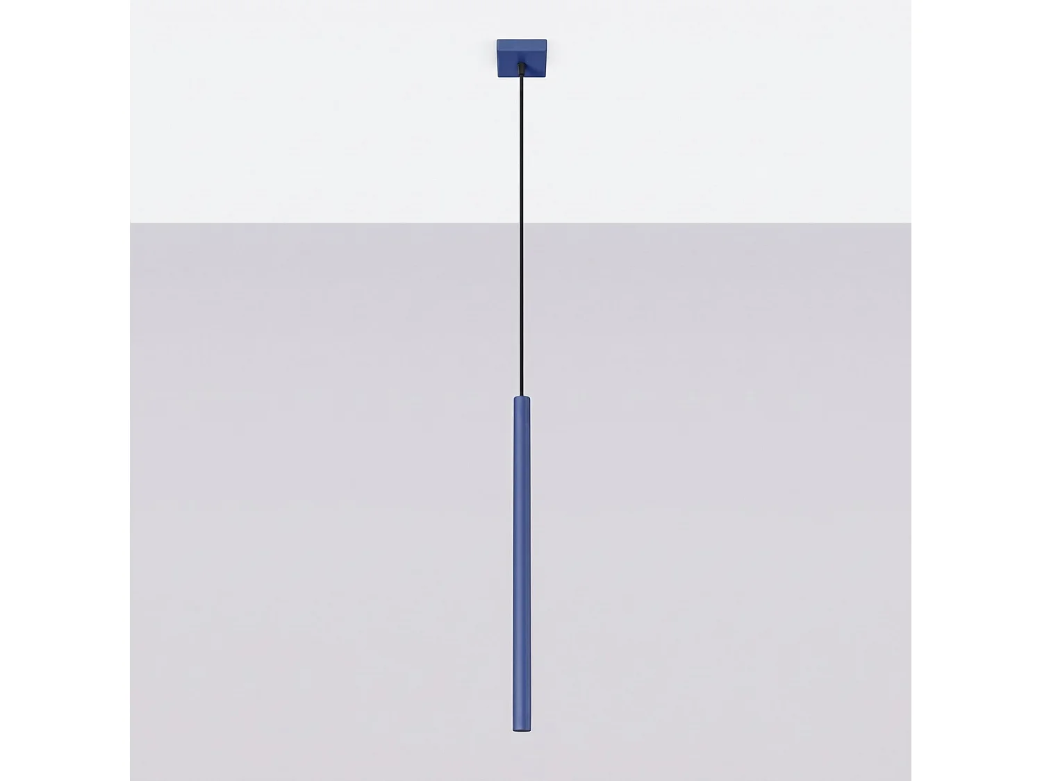 Lampe suspendue moderne en acier - 1 sources lumineuses - L.8 x H.120 cm - outremer