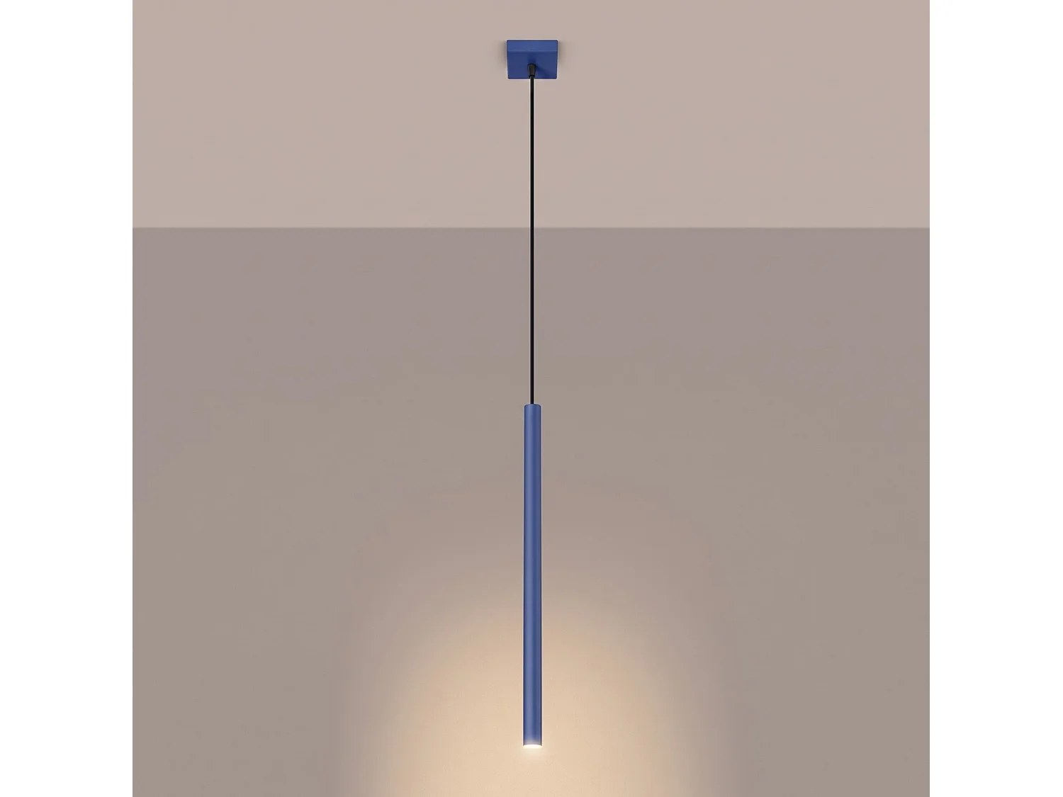 Lampe suspendue moderne en acier - 1 sources lumineuses - L.8 x H.120 cm - outremer