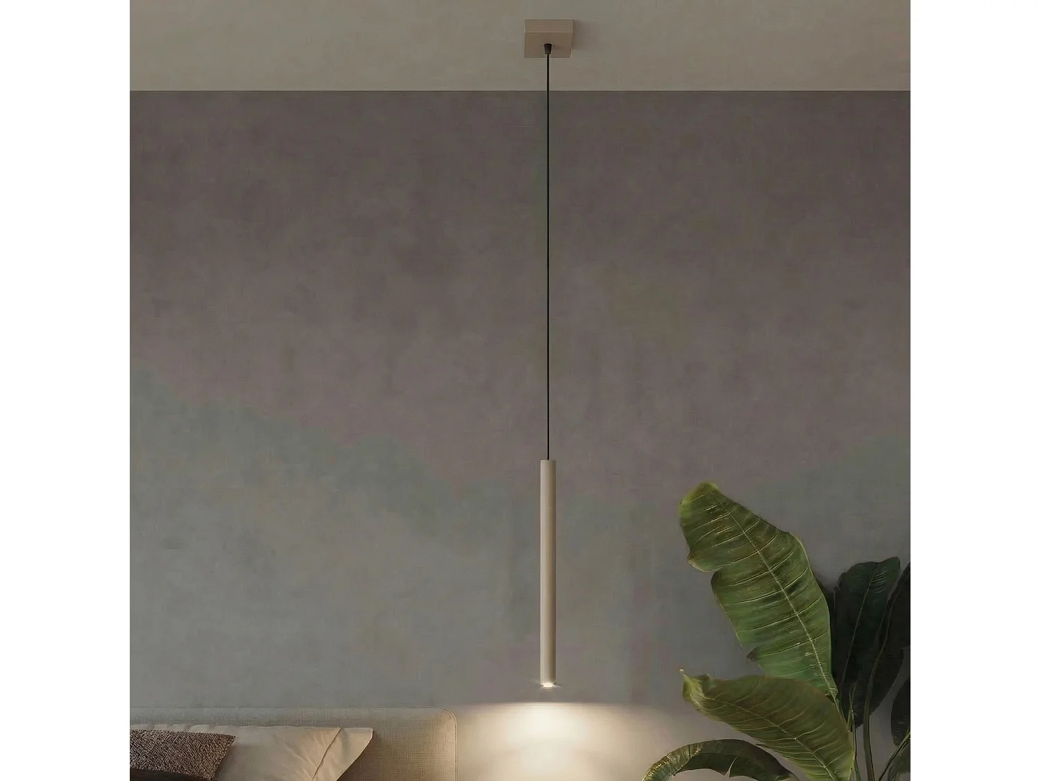Lampe suspendue moderne en acier - 1 sources lumineuses - L.8 x H.120 cm - taupe
