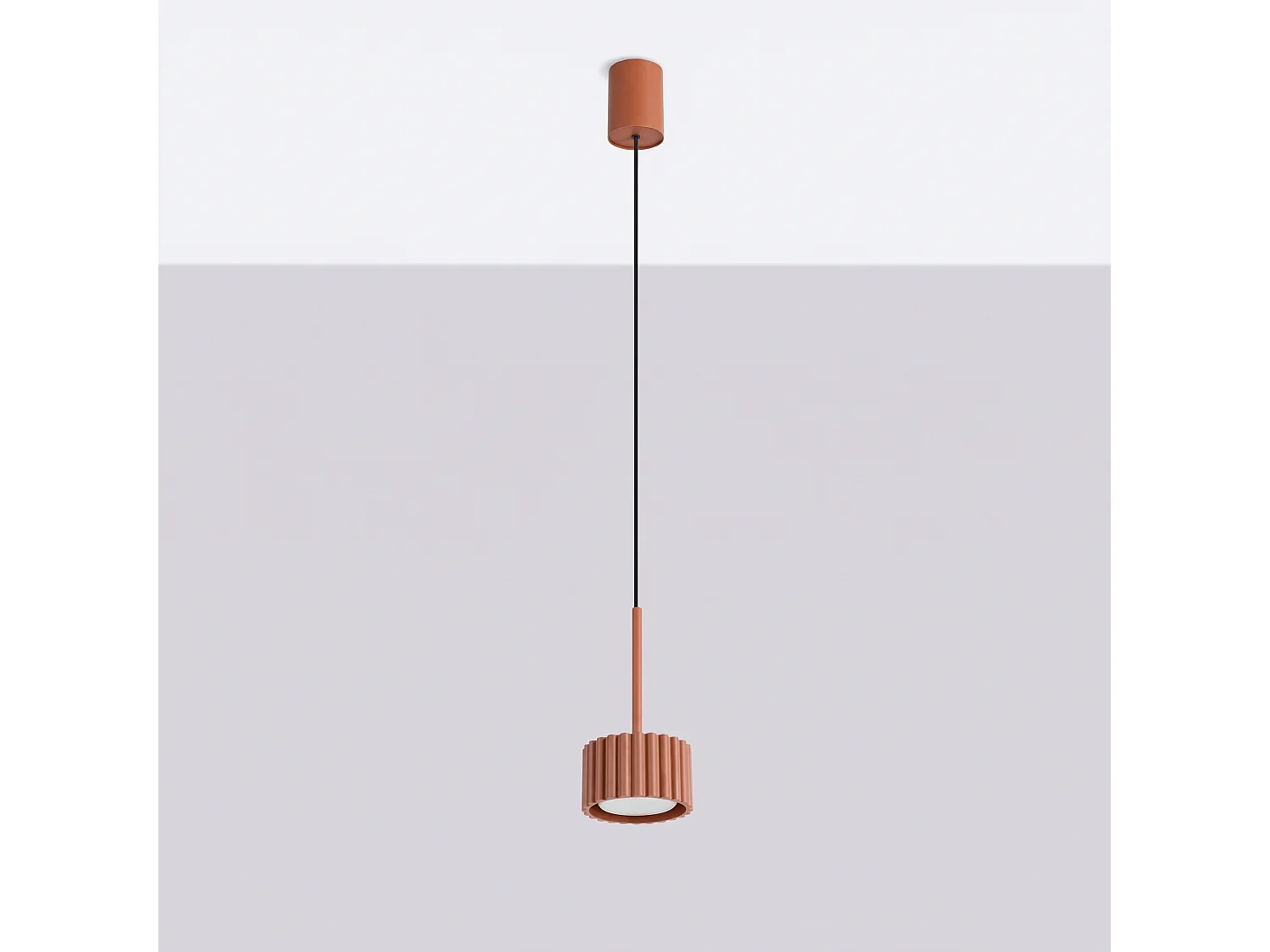 Lampes suspendues AURA minimaliste en aluminium - 1 sources lumineuses - L.10 x H.125 cm - ocre rouge