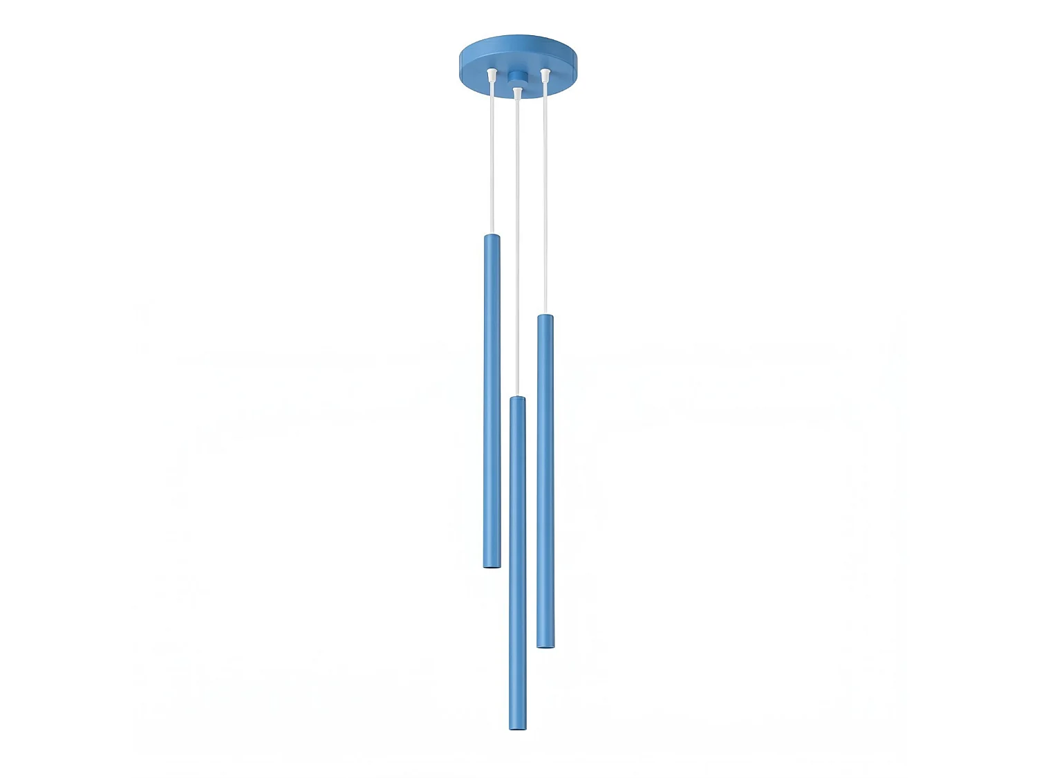 Lampe suspendue moderne en acier - 3 sources lumineuses - L.19,5 x H.115 cm - bleu clair