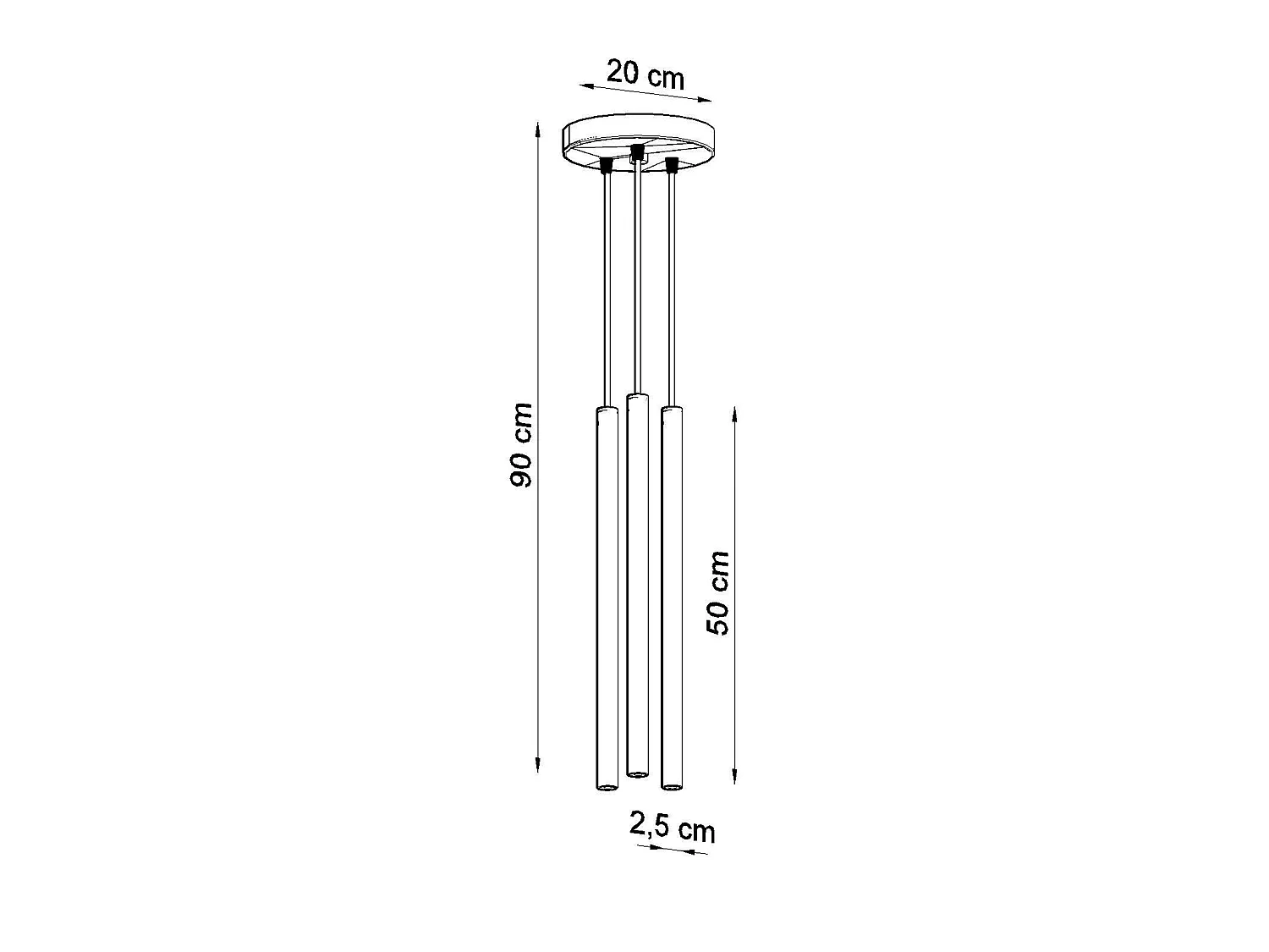 Lampe suspendue moderne en acier - 3 sources lumineuses - L.19,5 x H.115 cm - bleu clair