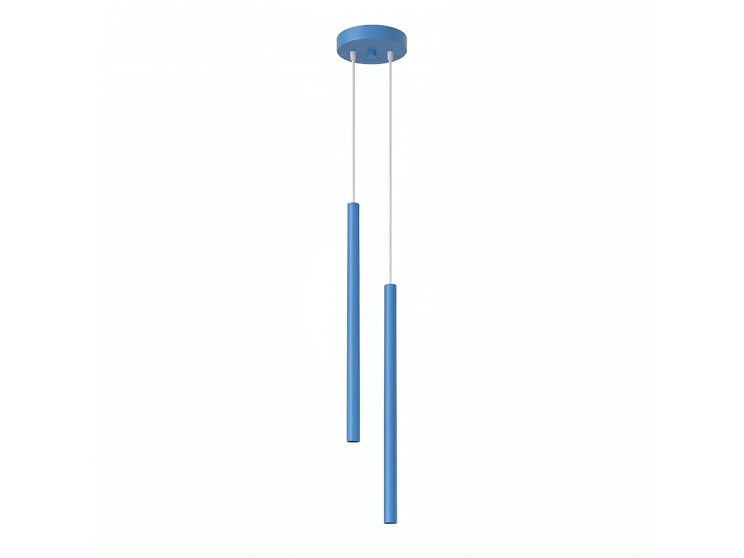 Lampe suspendue moderne en acier - 2 sources lumineuses - L.15 x H.118 cm - bleu clair