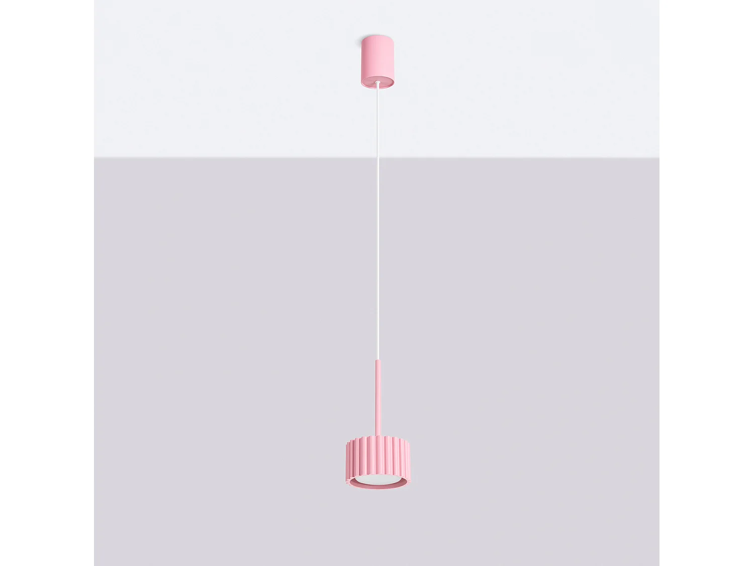 Lampe suspendue minimaliste en aluminium - 1 sources lumineuses - L.10 x H.125 cm - rose