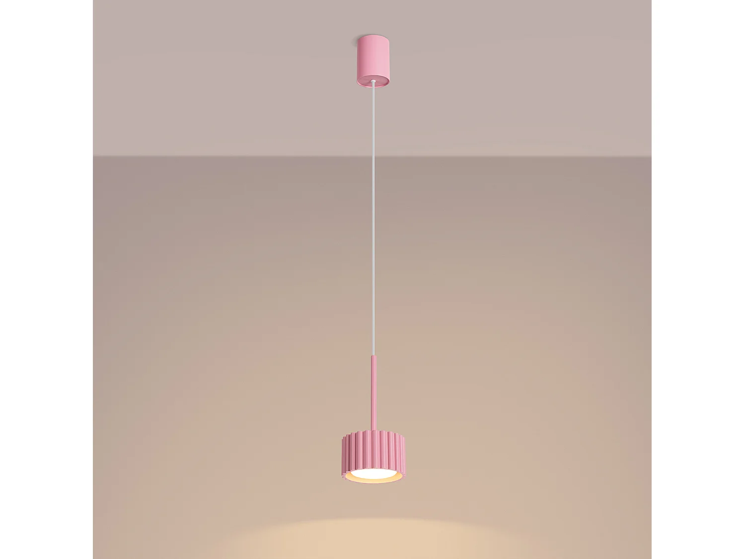 Lampe suspendue minimaliste en aluminium - 1 sources lumineuses - L.10 x H.125 cm - rose