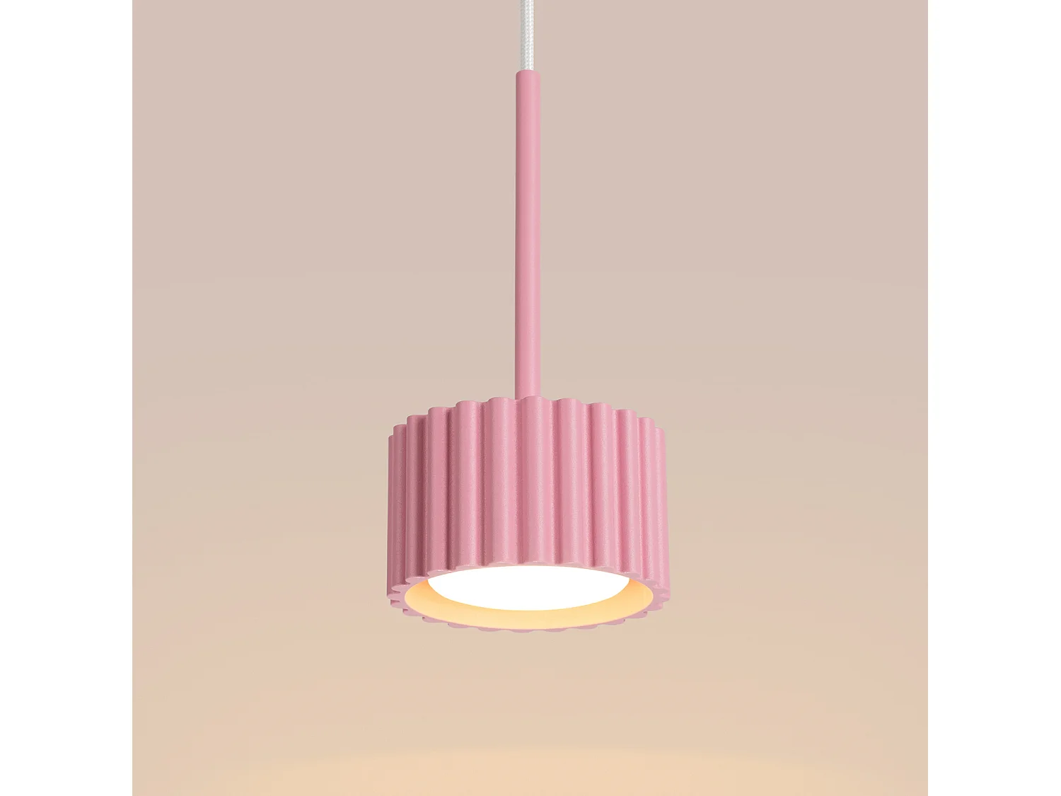 Lampe suspendue minimaliste en aluminium - 1 sources lumineuses - L.10 x H.125 cm - rose