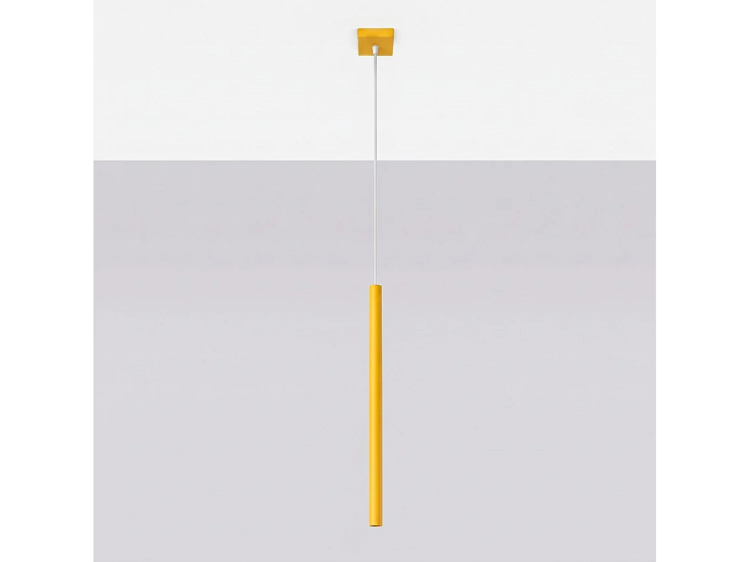 Lampe suspendue moderne en acier - 1 sources lumineuses - L.8 x H.120 cm - jaune