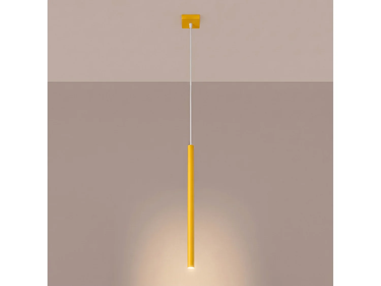 Lampe suspendue moderne en acier - 1 sources lumineuses - L.8 x H.120 cm - jaune