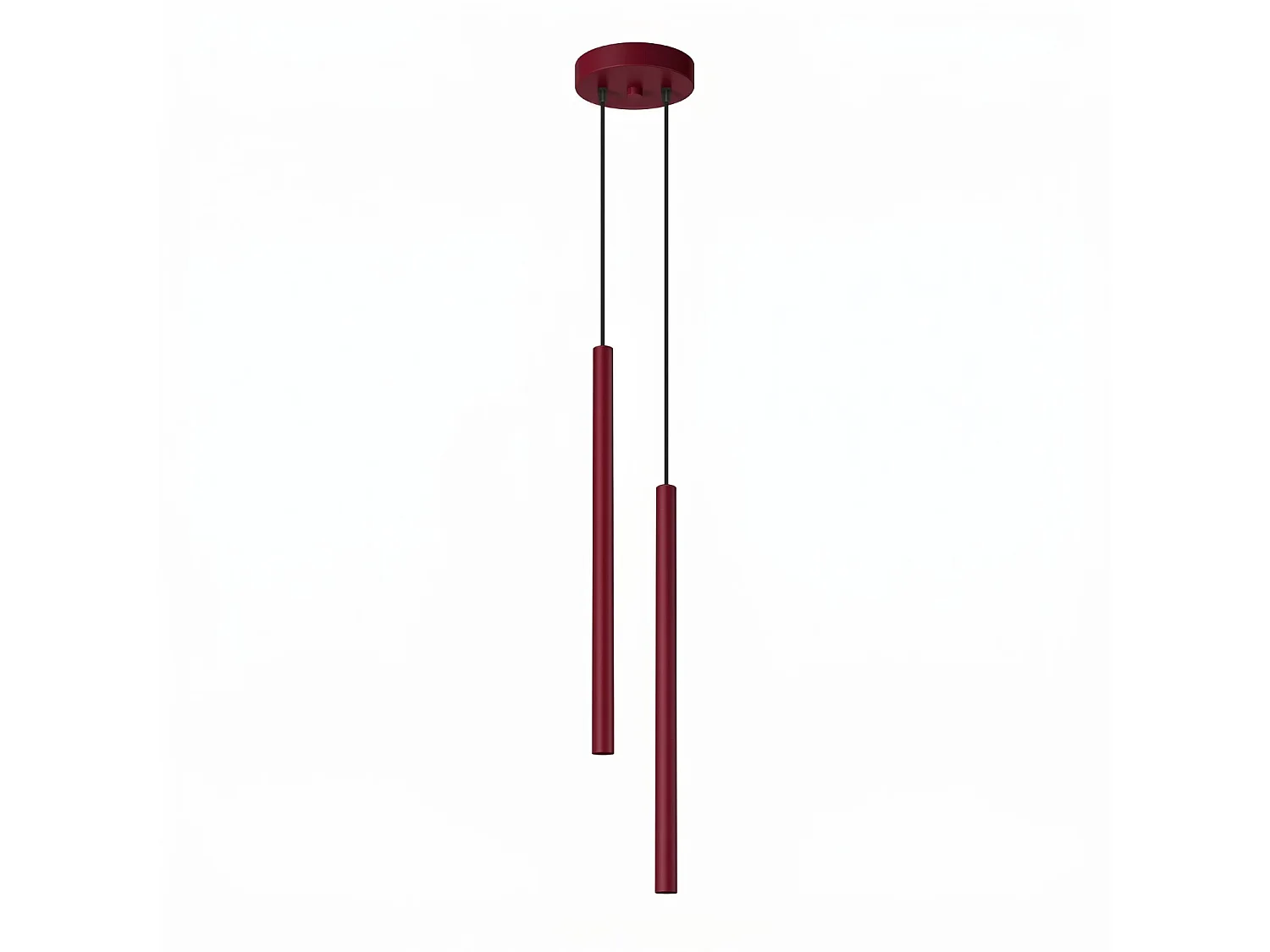 Lampe suspendue moderne en acier - 2 sources lumineuses - L.15 x H.118 cm - bordeaux