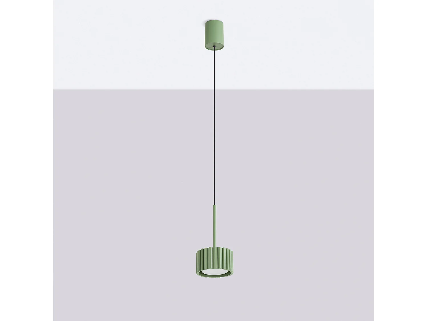 Lampe suspendue minimaliste en aluminium - 1 sources lumineuses - L.10 x H.125 cm - sauge