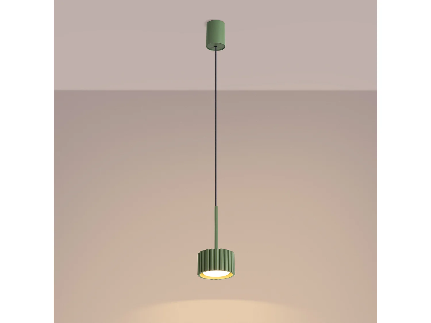 Lampe suspendue minimaliste en aluminium - 1 sources lumineuses - L.10 x H.125 cm - sauge