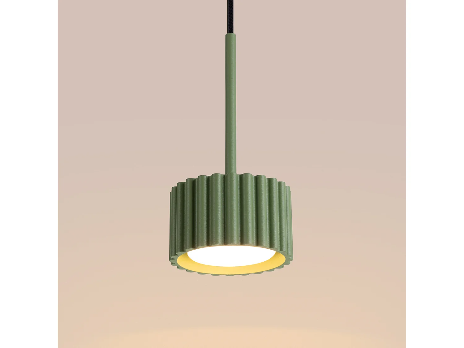 Lampe suspendue minimaliste en aluminium - 1 sources lumineuses - L.10 x H.125 cm - sauge