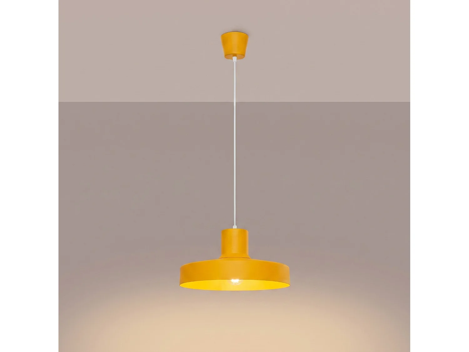 Lampe suspendue moderne en acier - 1 sources lumineuses - L.35 x H.120 cm - jaune