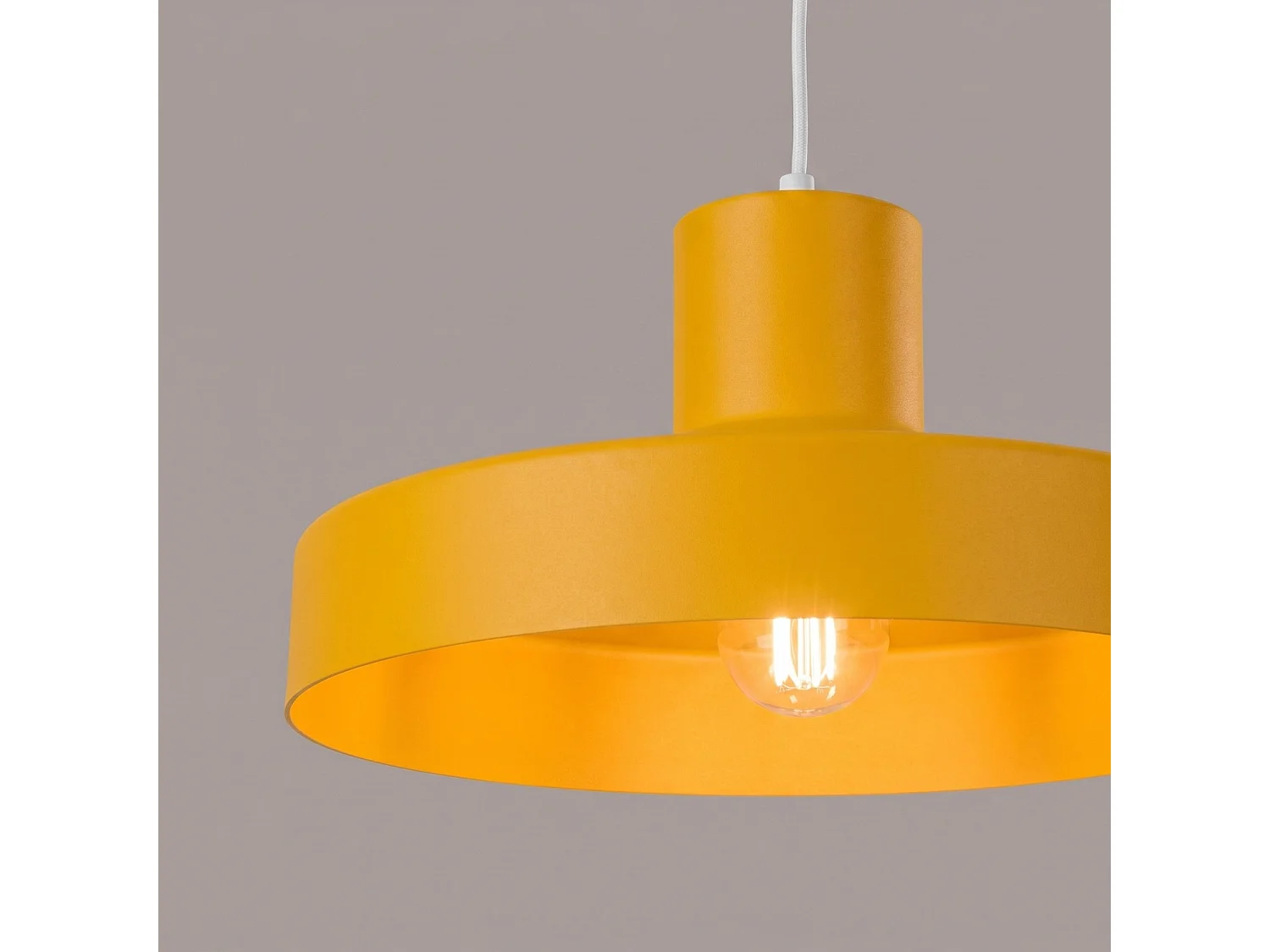 Lampe suspendue moderne en acier - 1 sources lumineuses - L.35 x H.120 cm - jaune