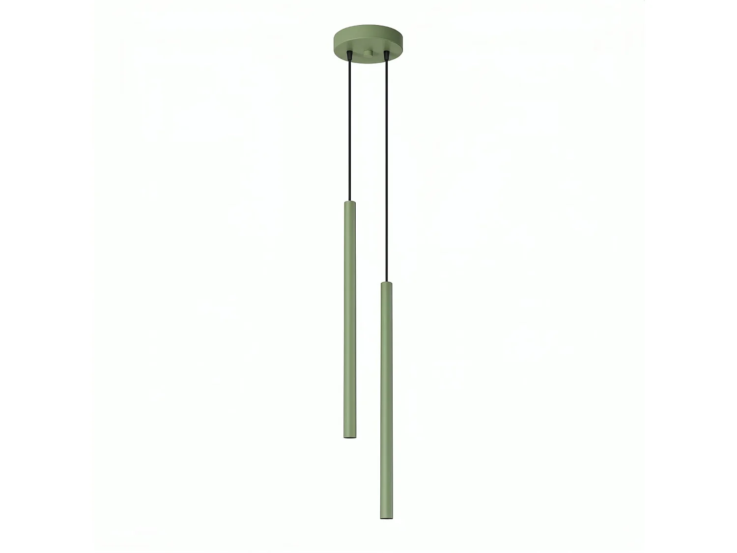 Lampe suspendue moderne en acier - 2 sources lumineuses - L.15 x H.118 cm - sauge