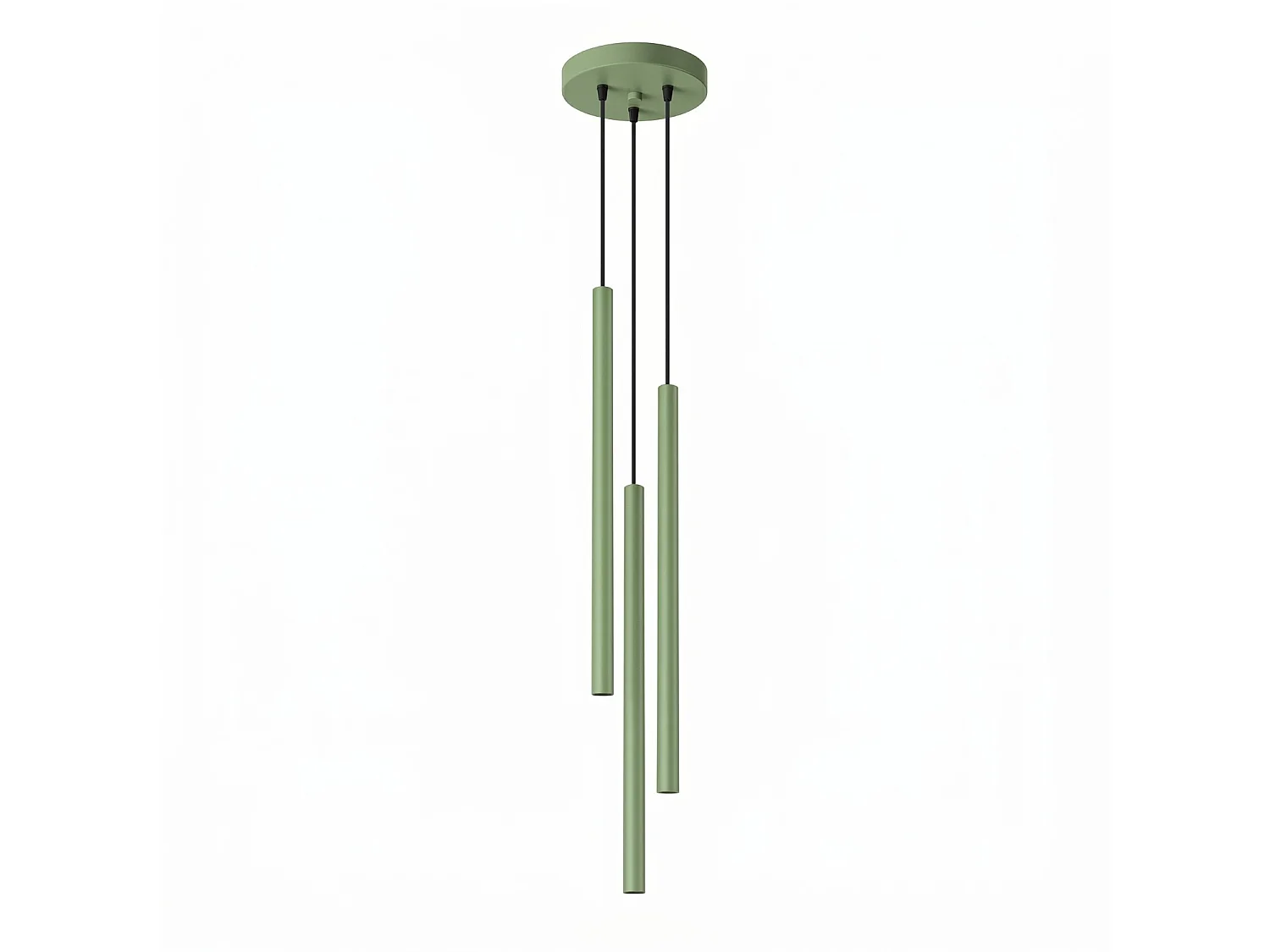 Lampe suspendue moderne en acier - 3 sources lumineuses - L.19,5 x H.115 cm - sauge