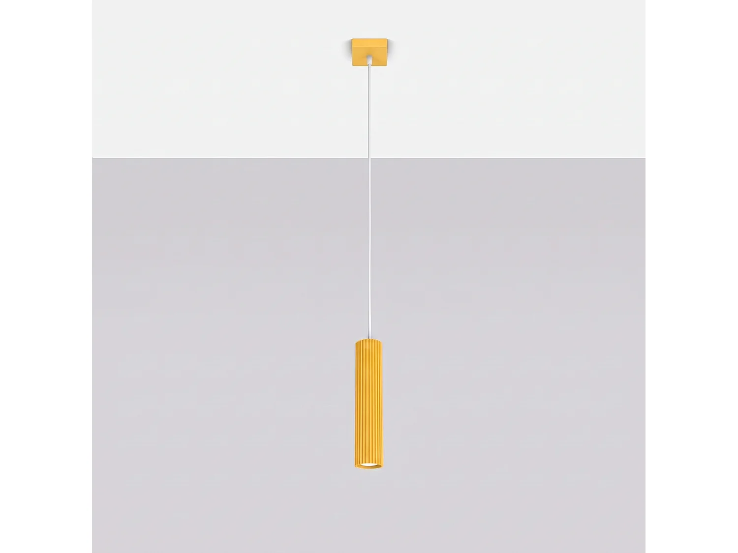 Lampe suspendue minimaliste en aluminium - 1 sources lumineuses - L.8 x H.118 cm - jaune