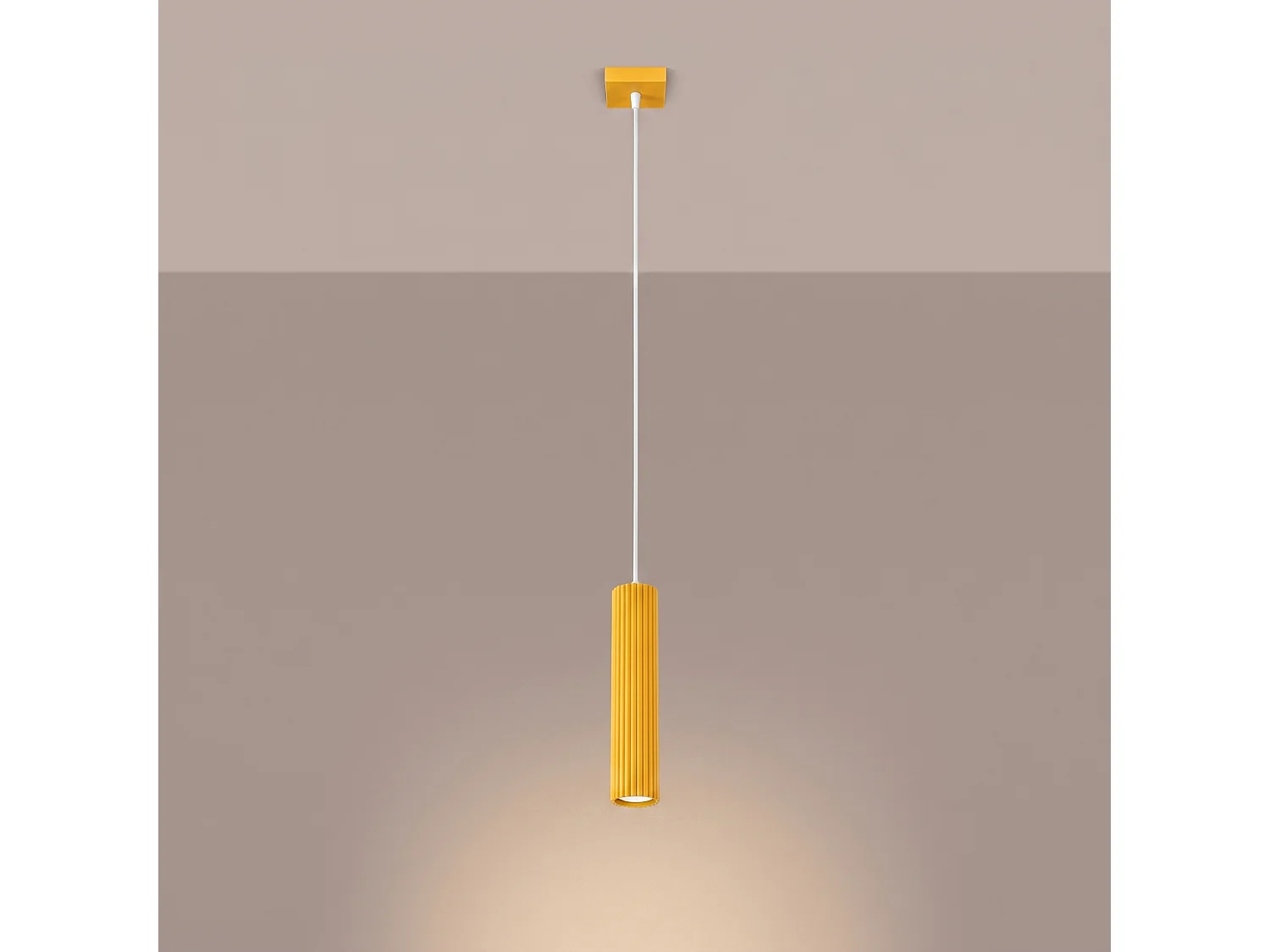 Lampe suspendue minimaliste en aluminium - 1 sources lumineuses - L.8 x H.118 cm - jaune