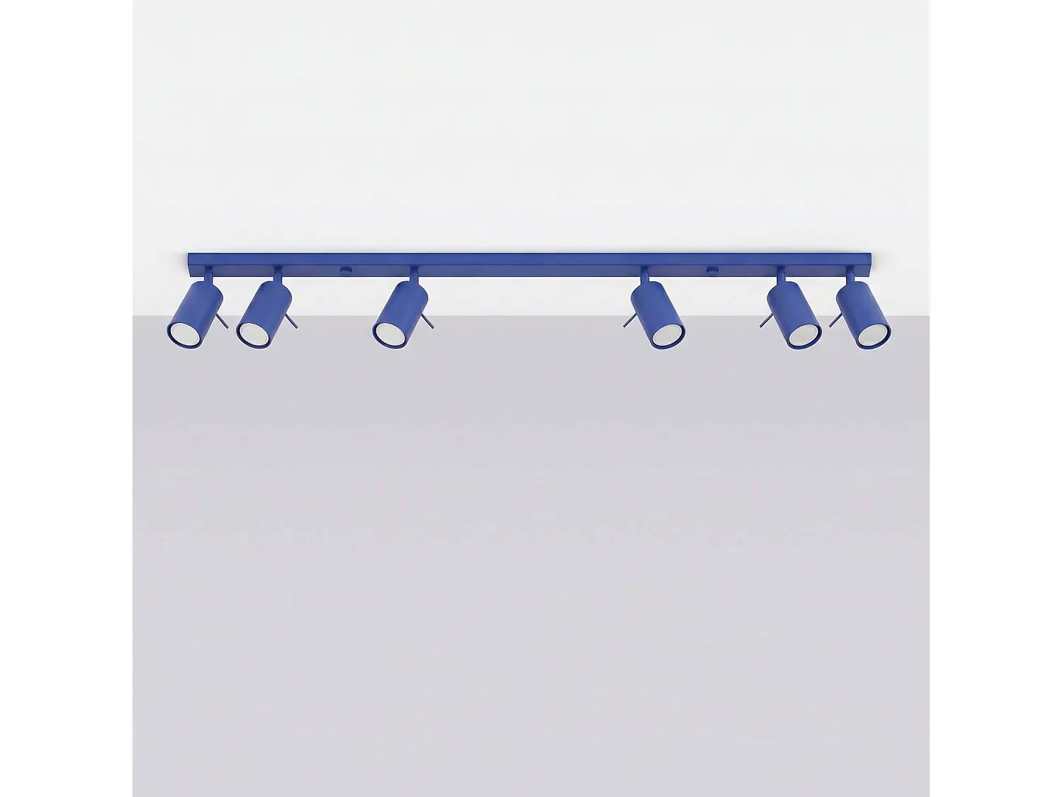 Plafonnier moderne en acier - 6 sources lumineuses - L.118 x H.16 cm - outremer