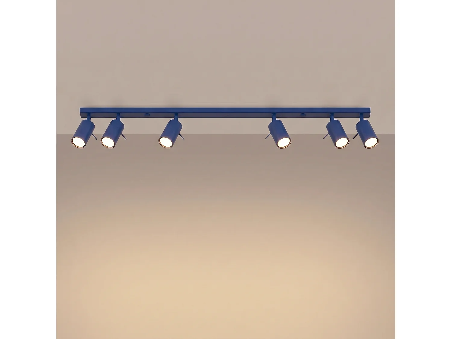 Plafonnier moderne en acier - 6 sources lumineuses - L.118 x H.16 cm - outremer
