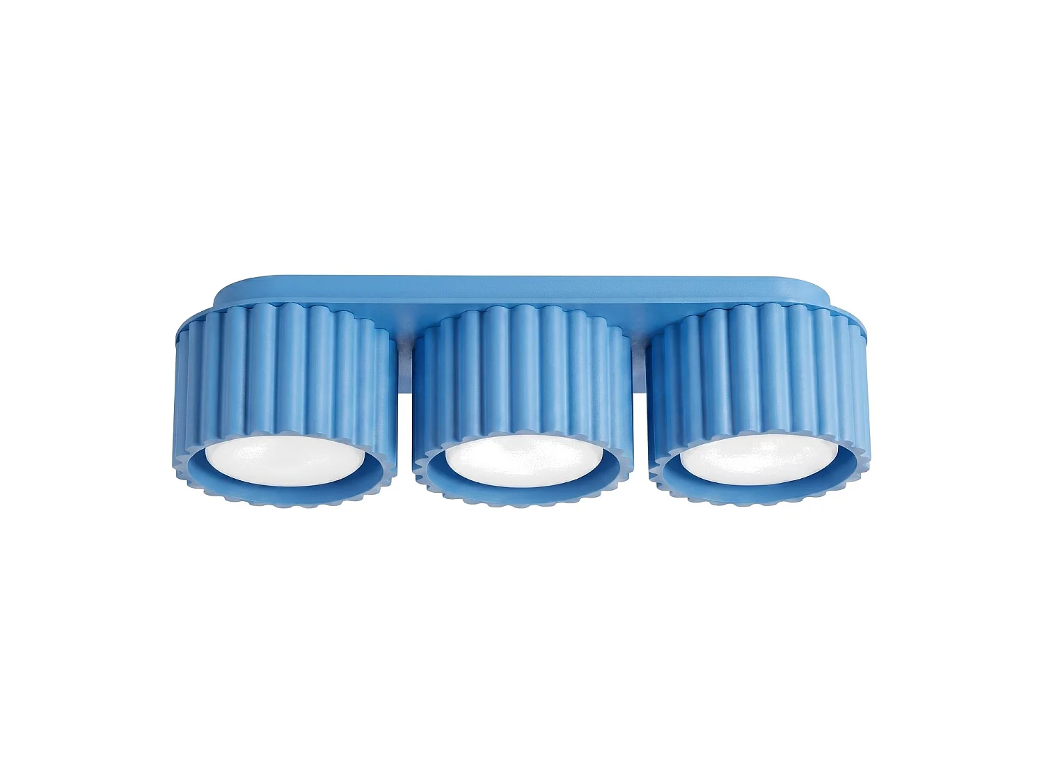 Plafonnier minimaliste en aluminium - 3 sources lumineuses - L.32,5 x H.8 cm - bleu clair